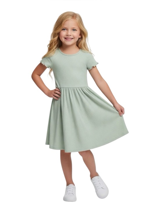Cat & Jack Other - Cat & Jack Girls' Sage Green Ribbed Short Sleeve Dress